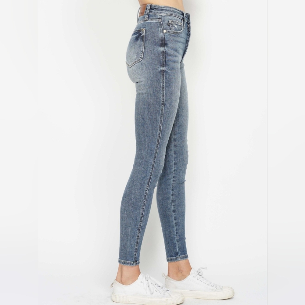 Skinny Judy Blue High-Rise Tummy Control Stretch Denim Jeans Slim Ankle Pants - Picture 5 of 15